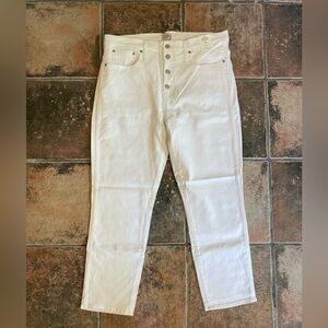 NEW J.Crew 10” Women’s Vintage Straight Button Fly White Jeans Size 33